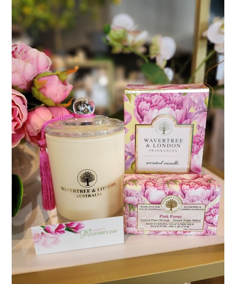Peony Scented Soy Luxury Candle &  Shea Butter Soap Bar