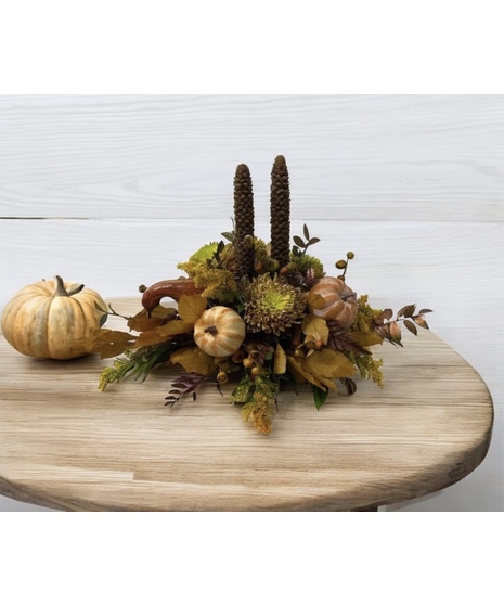 Fall traditional centerpiece with candles
