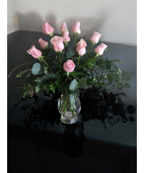 Dozen Tall Pale Pink Roses