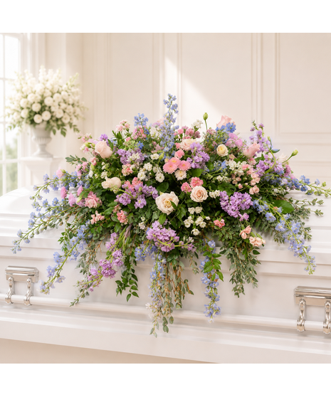 Pastel Garden Sympathy Casket