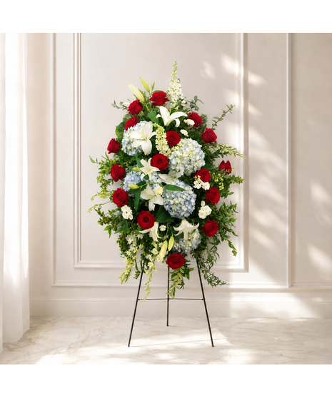 Patriotic Lily and Hydrangea Spray