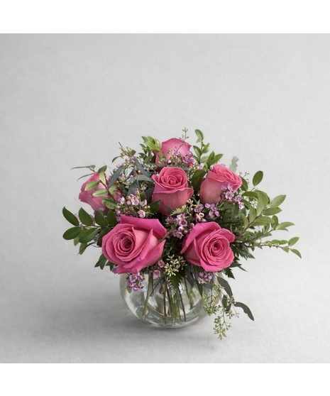 Half Dozen Hot Pink Roses