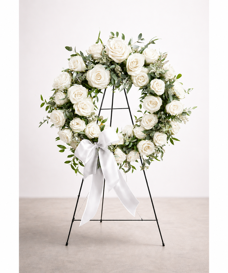 White Rose Memorial Wreath