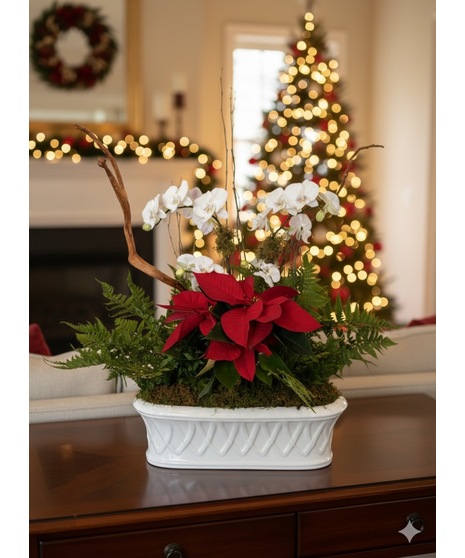 White and red holiday Planter