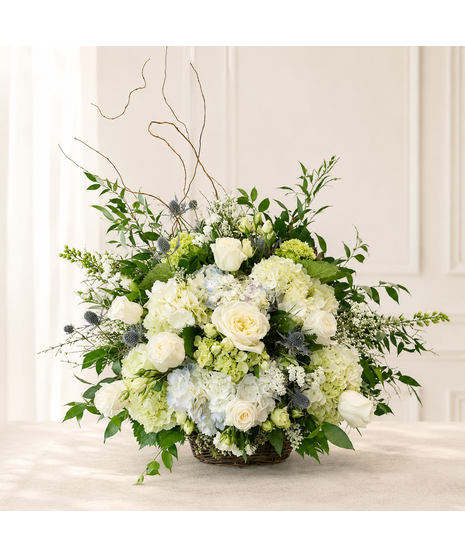 Hydrangea and Rose Basket