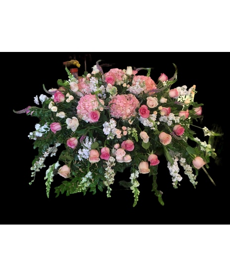 Pink and White Garden Sympathy Casket DDe