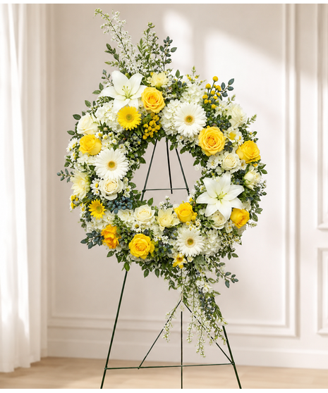 Yellow & White Sympathy Wreath