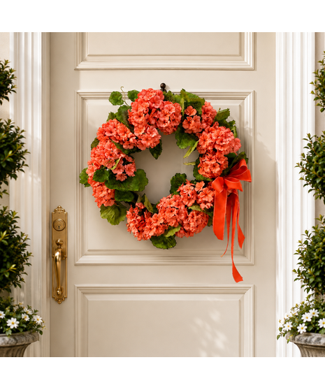 Coral geranium Wreath