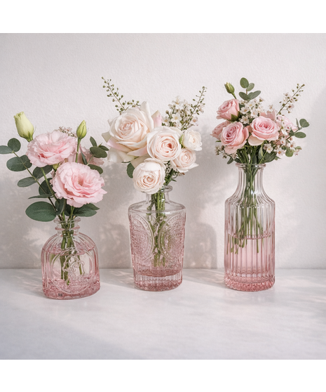 Trio of Pink Budvases