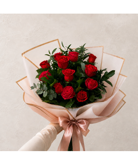Dozen Red Roses Wrapped
