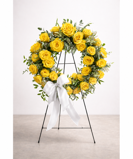 Yellow Rose Memorial Wreath