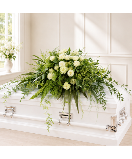Textured Green & White Casket Design
