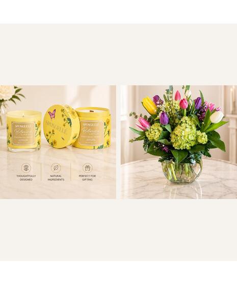 Tulip Garden and Candle Gift Set