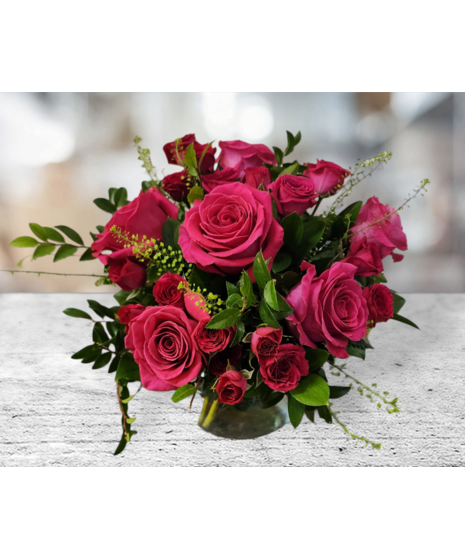 Hot pink Roses and Spray Roses