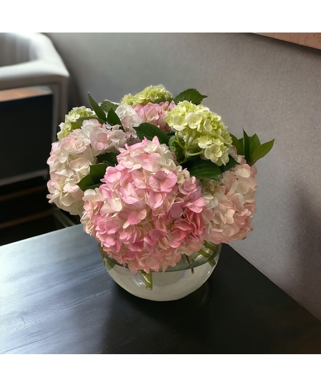 Fresh Hydrangea Bowl Pink