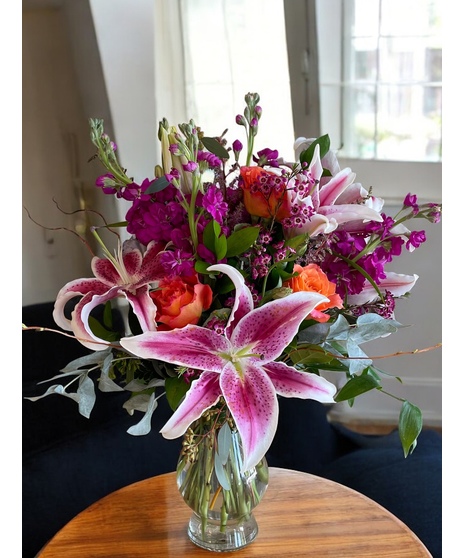 Lilies & Roses Tall Vase Design