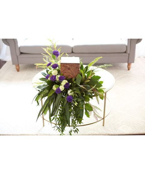 Purple Lisianthus and viburniun Urn Design