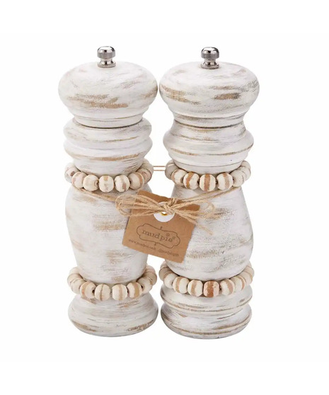 White Wood Salt and Pepper Grinders